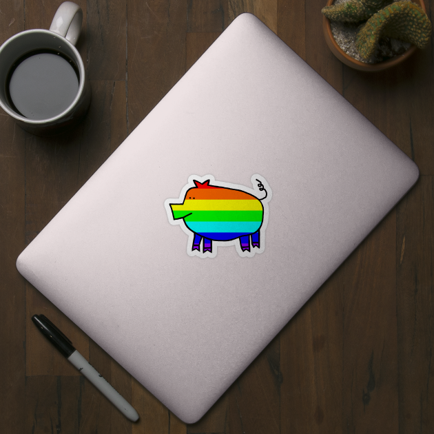 Rainbow Pig by ellenhenryart